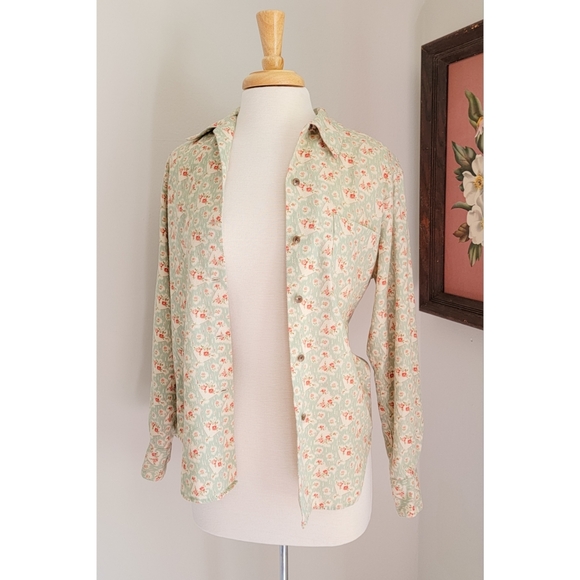 80s Ralph Lauren Floral 1980s Vintage Cotton Flannel Long Sleeve Button Down Top - Picture 9 of 14